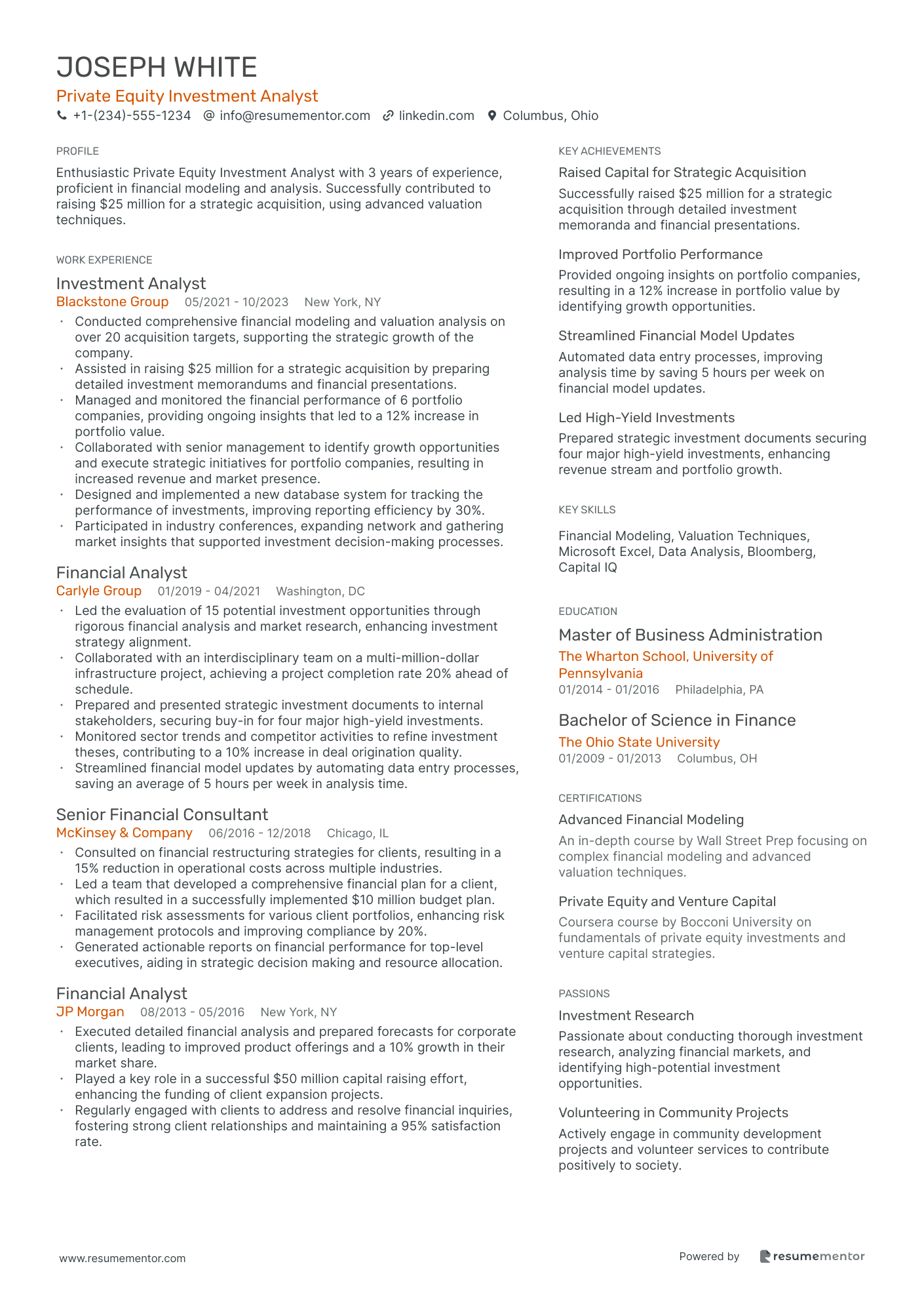 Private Equity Investment Analyst