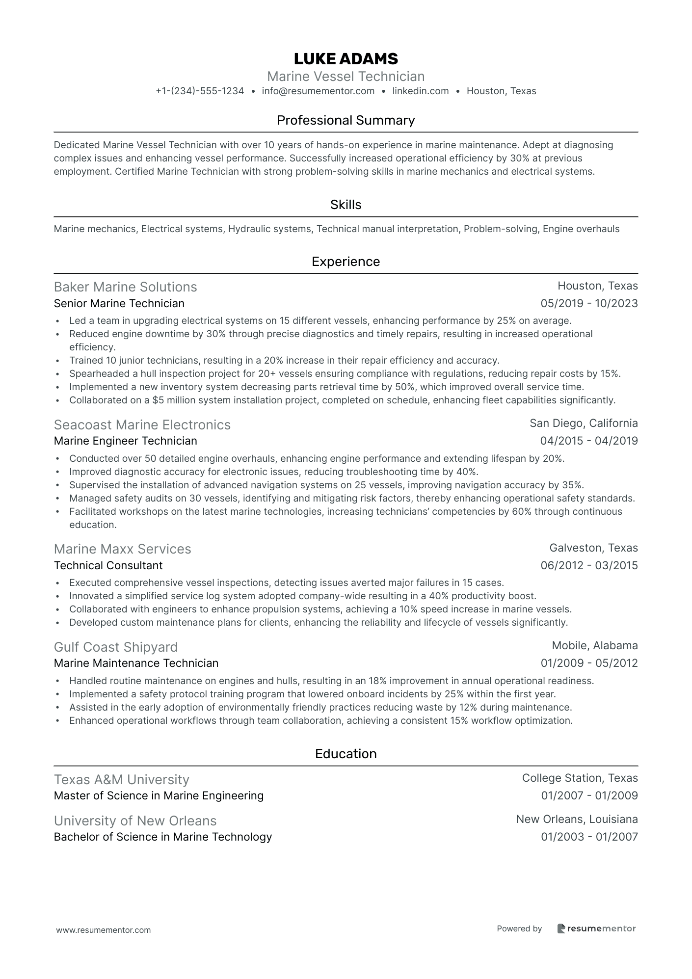 Marine Vessel Technician