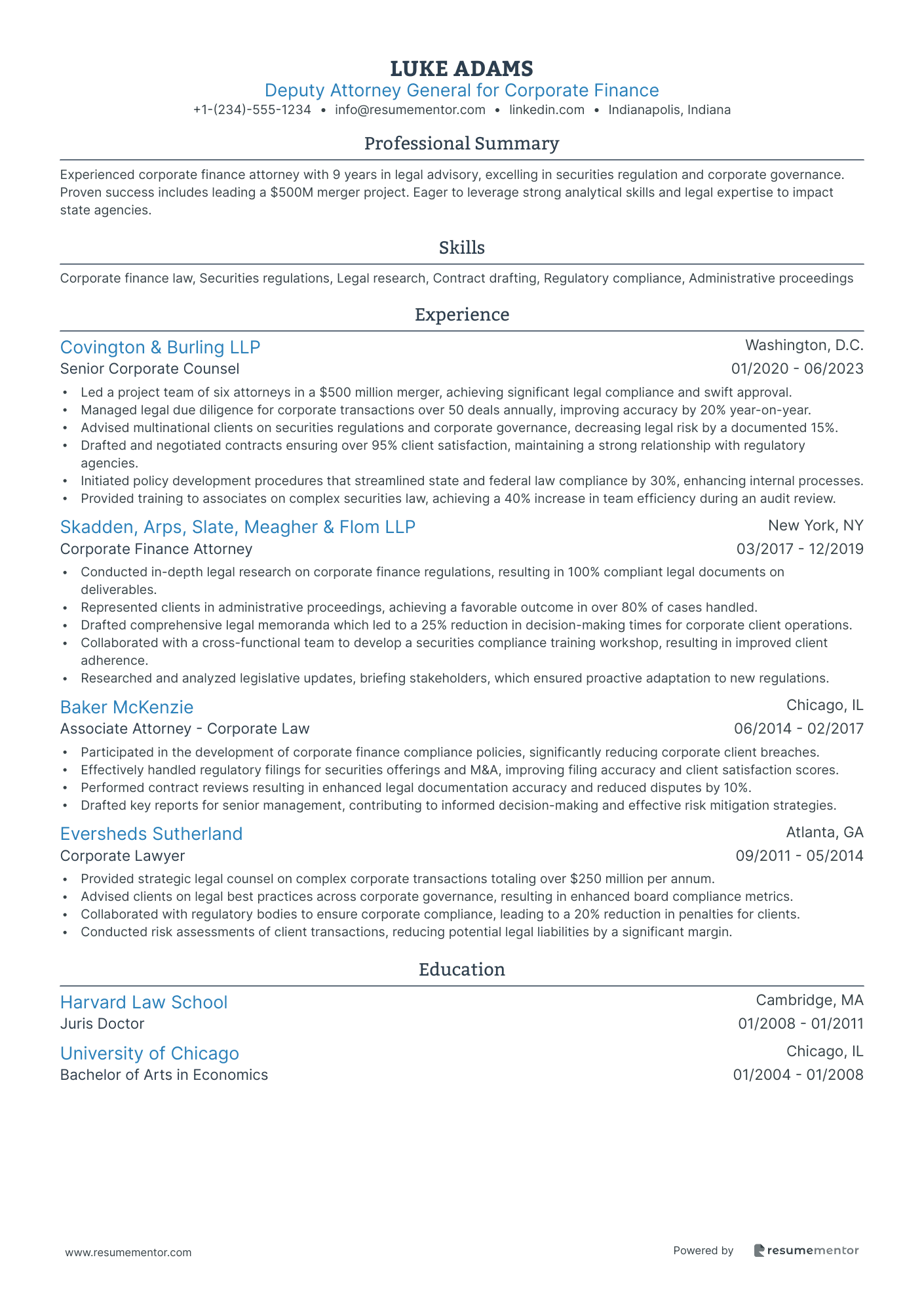 Deputy Attorney General for Corporate Finance