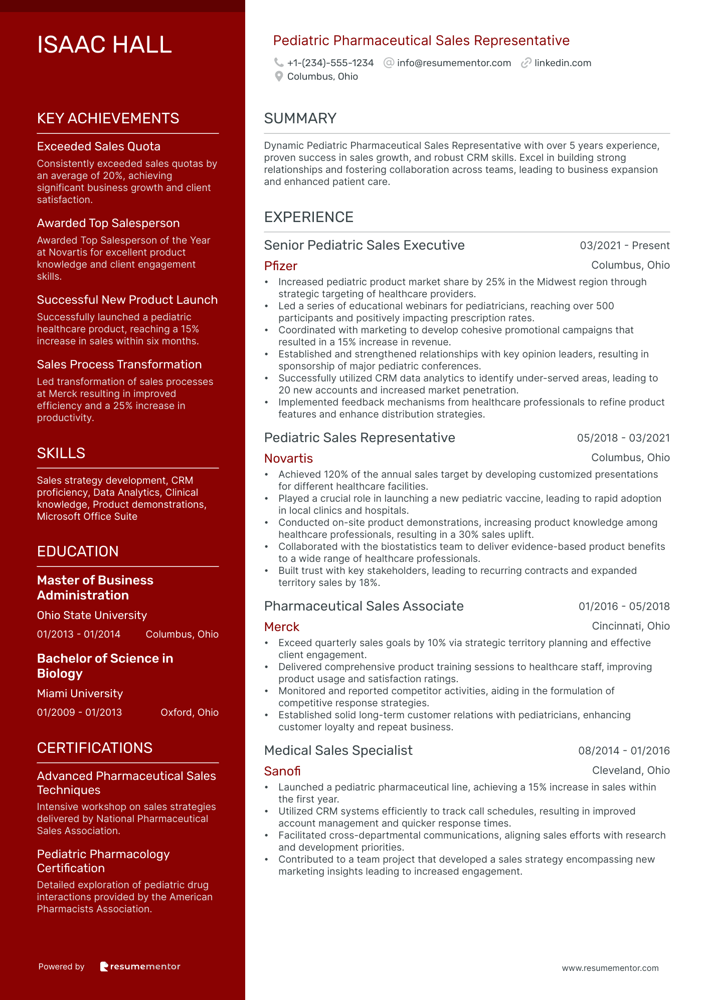 Pediatric Pharmaceutical Sales Representative