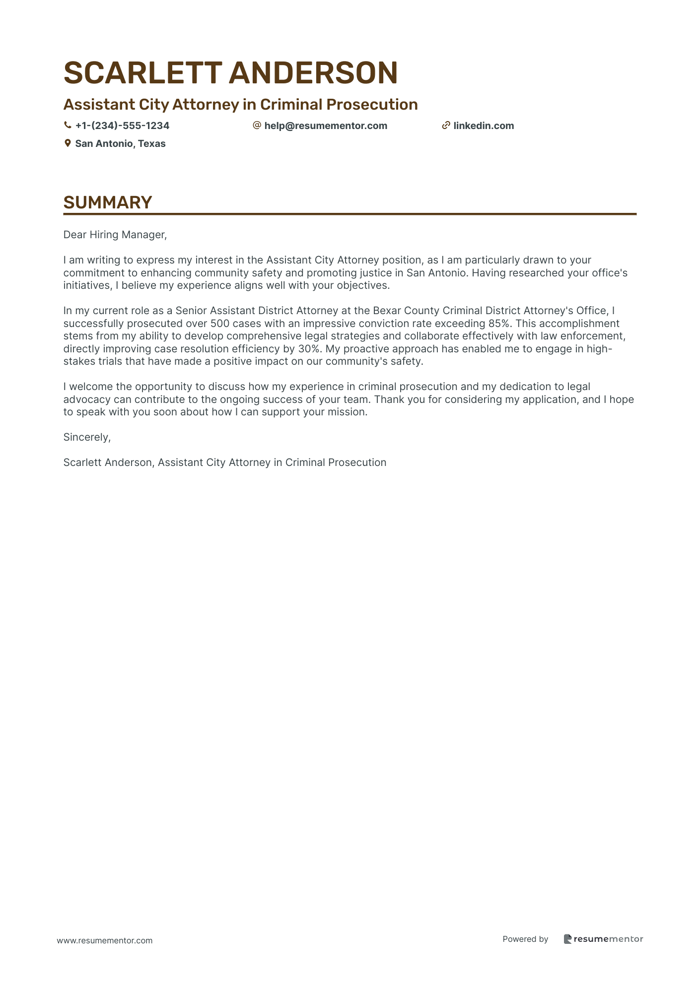 Assistant City Attorney in Criminal Prosecution