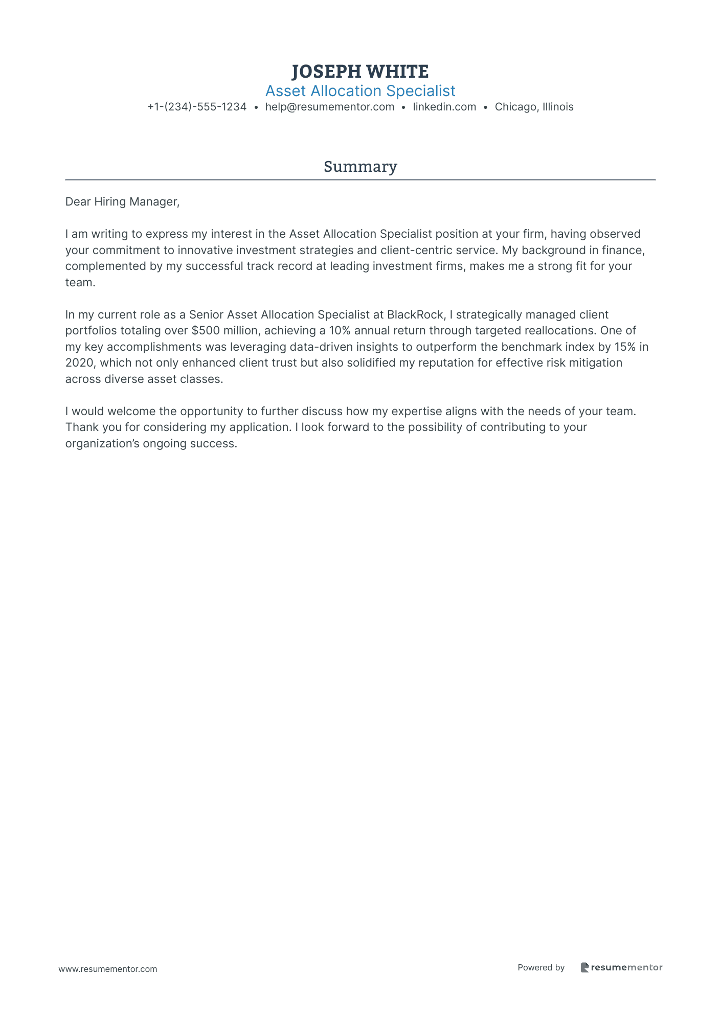 Asset Allocation Specialist