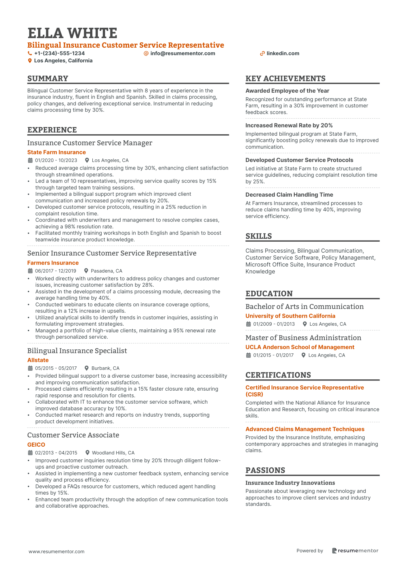 Bilingual Insurance Customer Service Representative