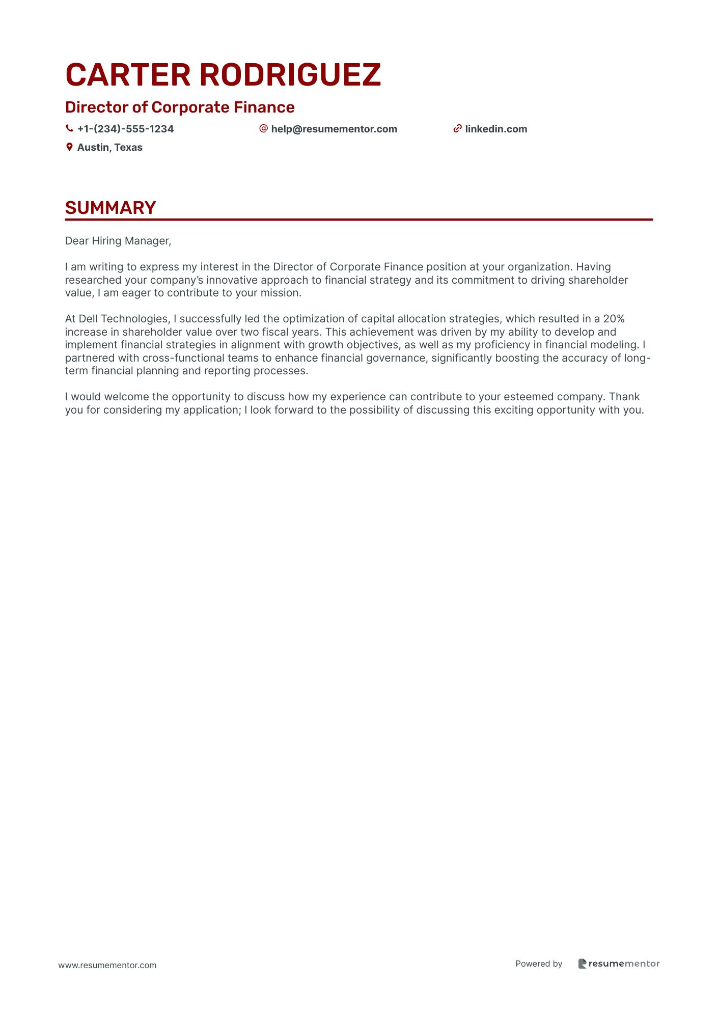 Director of Corporate Finance