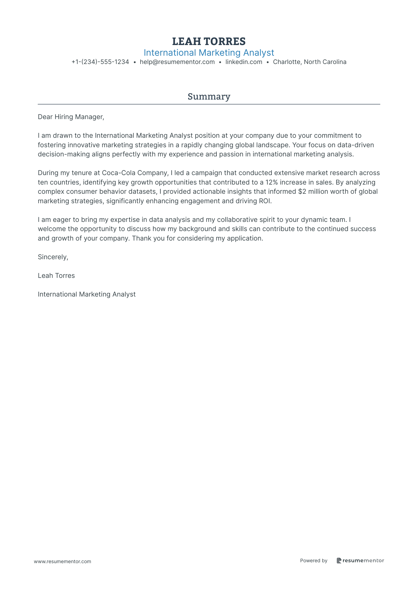 International Marketing Analyst