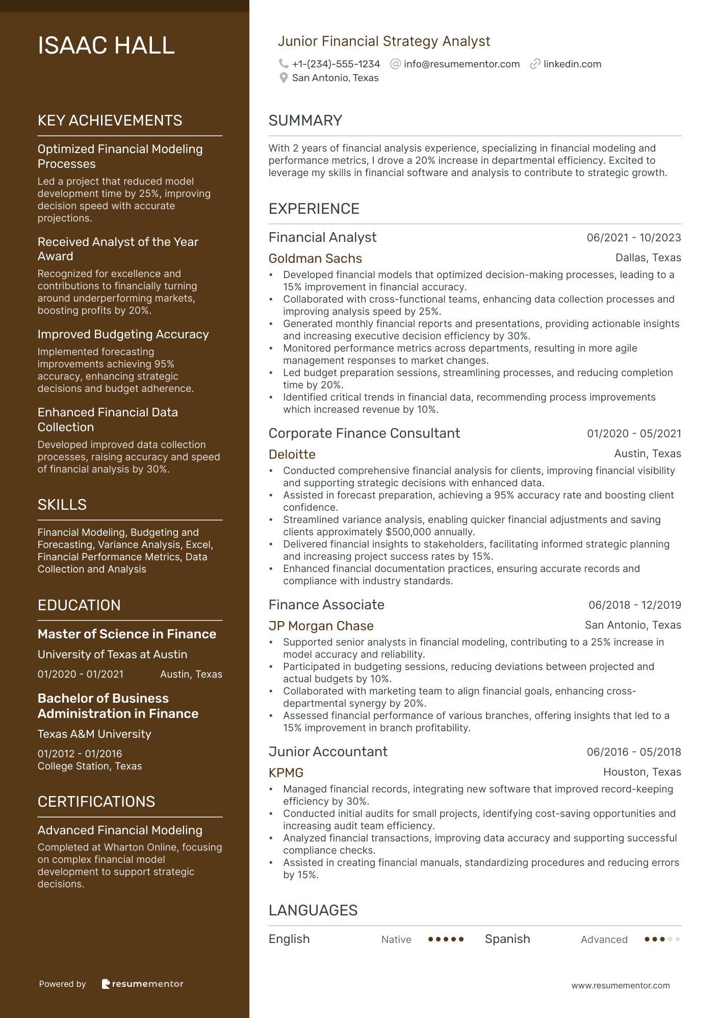 Junior Financial Strategy Analyst