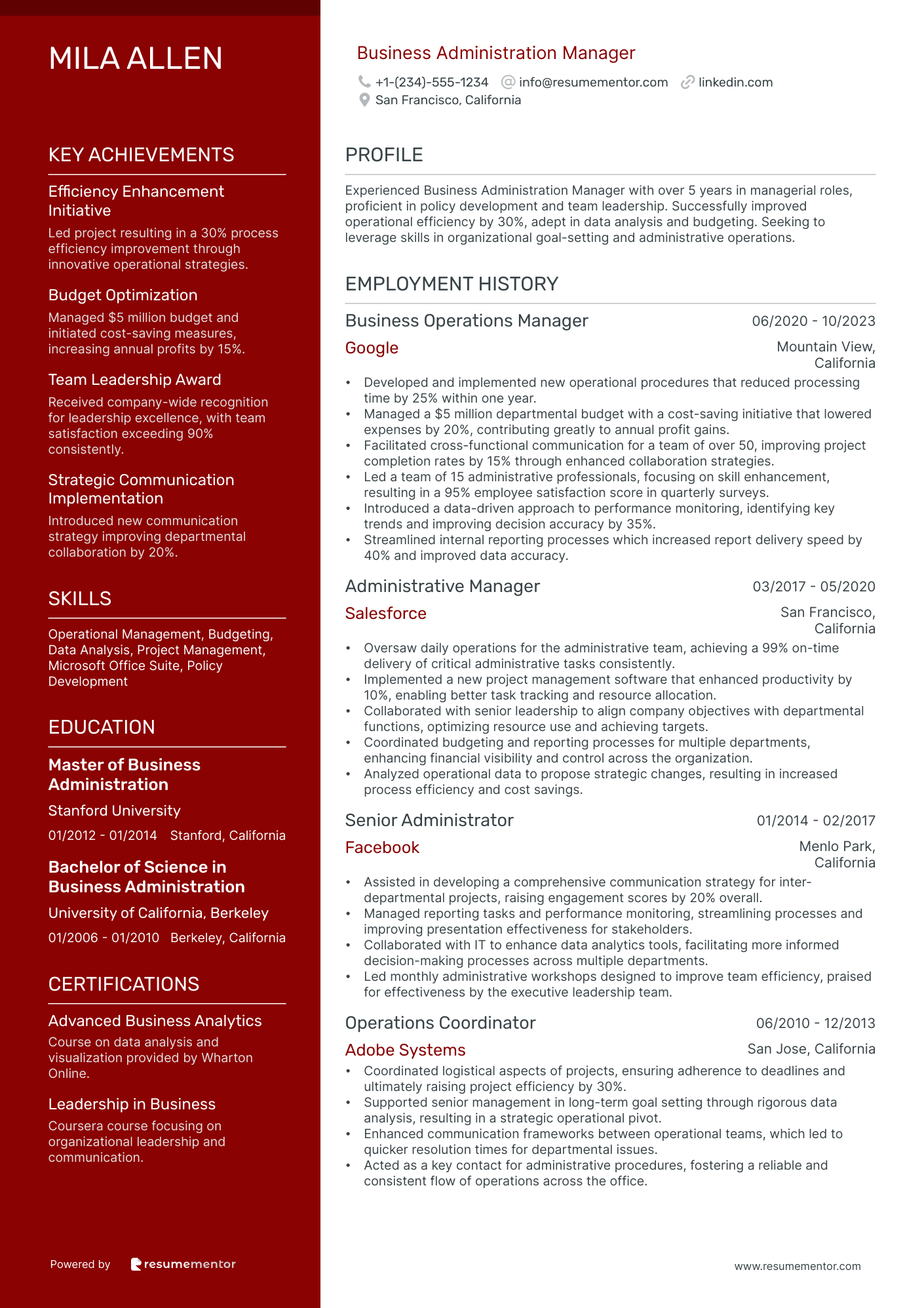 Business Administration Manager