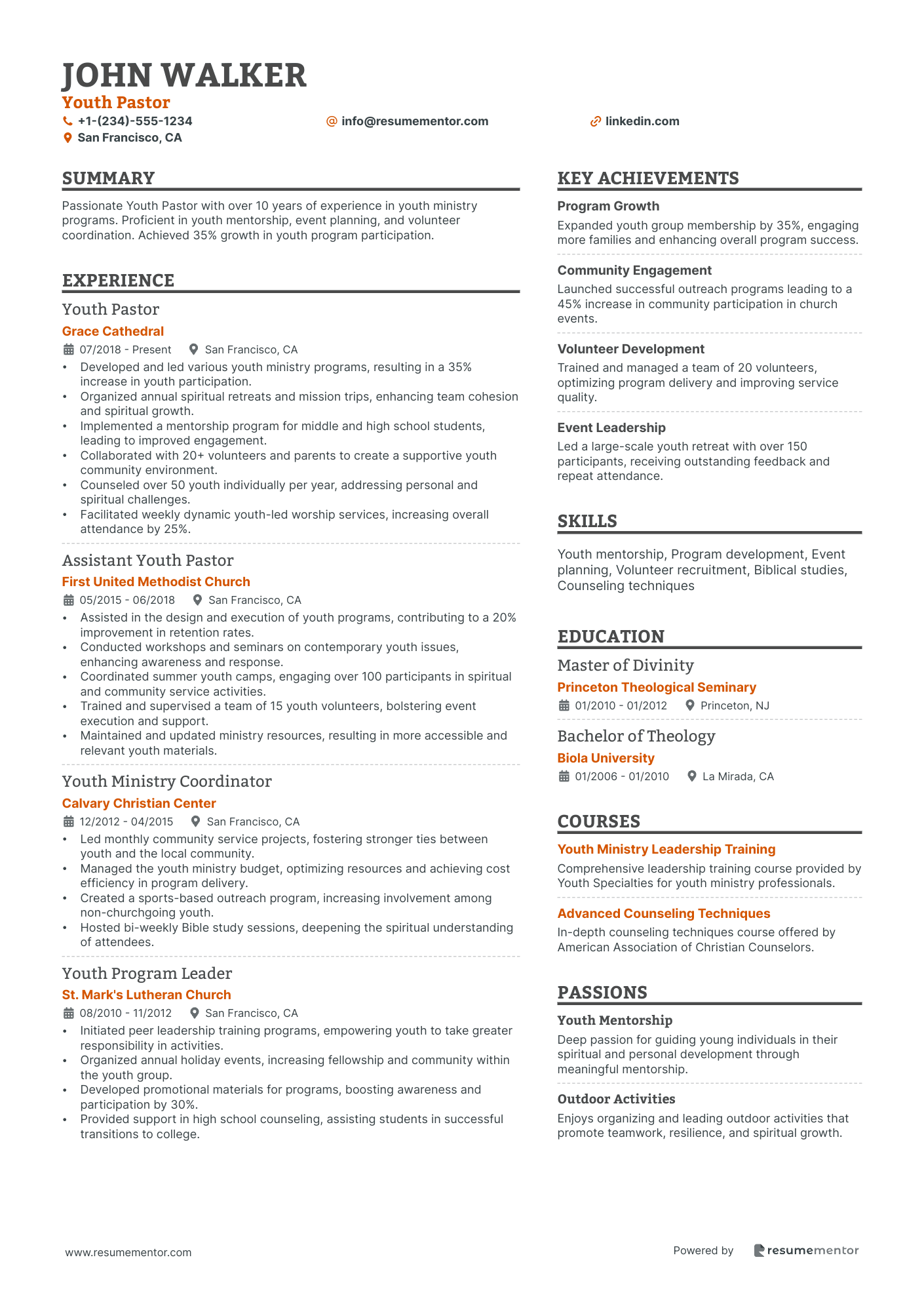 Pastor Resume Examples - Free to Edit ATS-Friendly PDF - 2025, image size:1410x1995