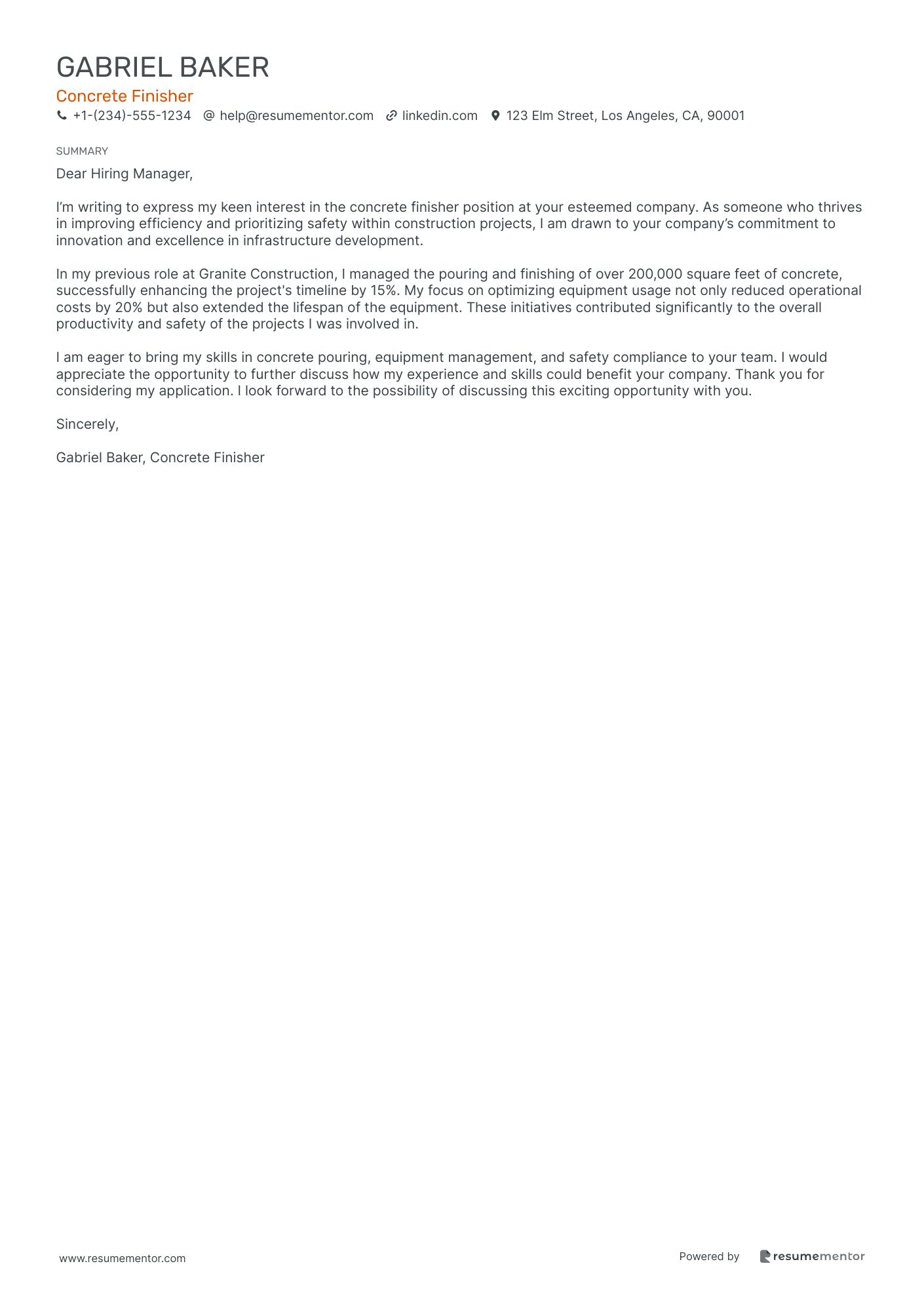 Apprentice Concrete Form Setter And Finisher Cover Letter Examples
